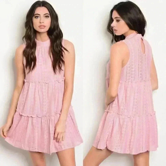 LACEY PINK BABYDOLL DRESS MINI - Picture 3 of 4